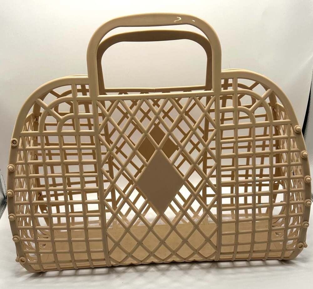 Sun Jellies The Original Jelly Bag Co. Retro Basket Small Beige